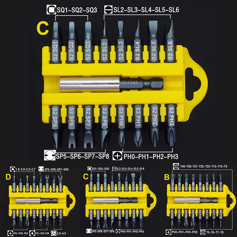 17* Защита от вскрытия Torx Шестигранная звезда бит магнитный держатель отвертка Биты Крест/Torx/щелевой/Y/u-тип/квадратный/PZ/треугольный Тип