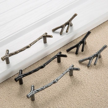 

96/128mm Black Silver Bronze Tree Branch Handles Kitchen Cabinet Drawer Door Handles Pulls Knobs Furniture Hardware