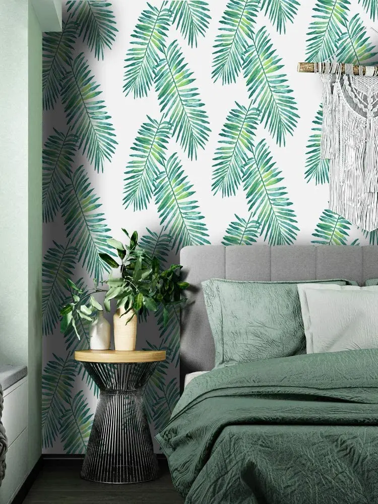 

LUCKYYJ Vinyl Self Adhesive Contact Paper Tropical Palm Peel and Stick Wallpaper Removable Walpaper Kidroom Home Decor Stickers