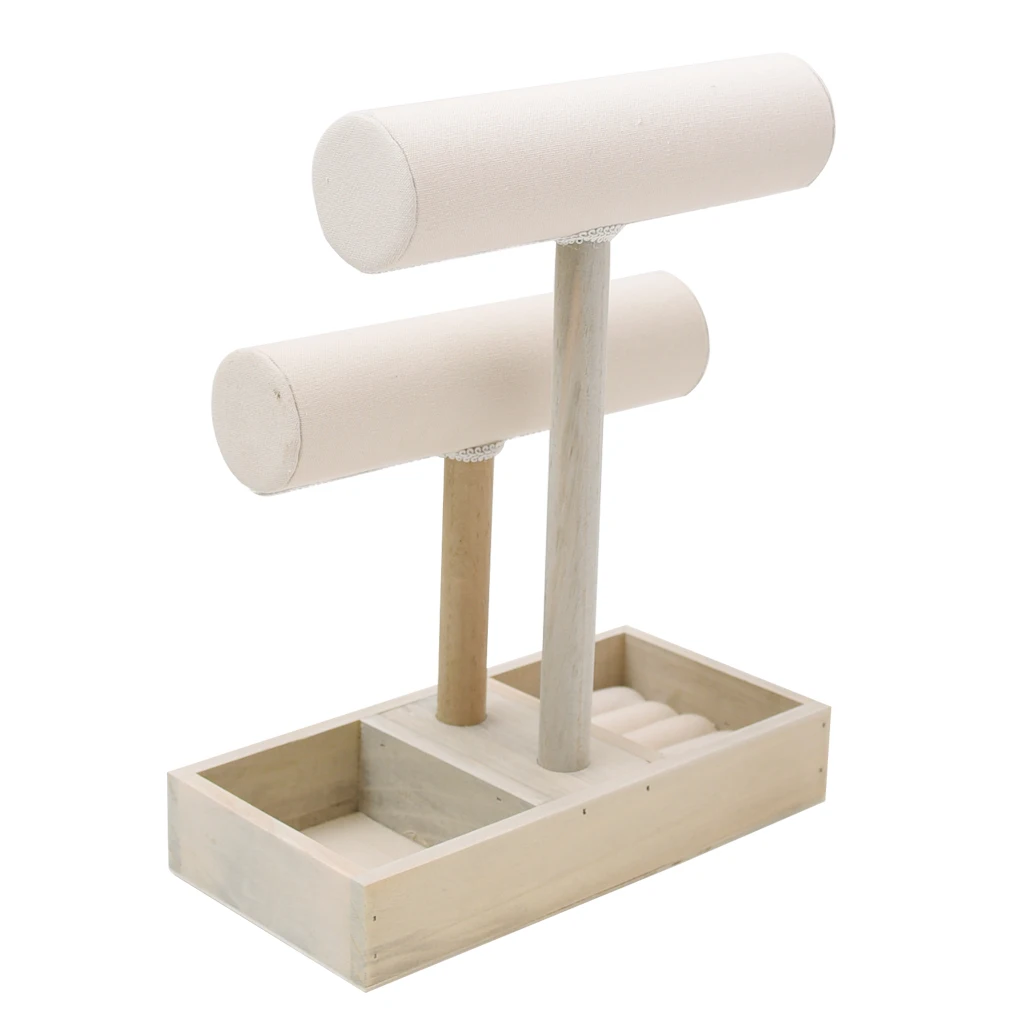 Natural Wood Display Stand Organizer Holder for Necklace Bracelet Wristwatch