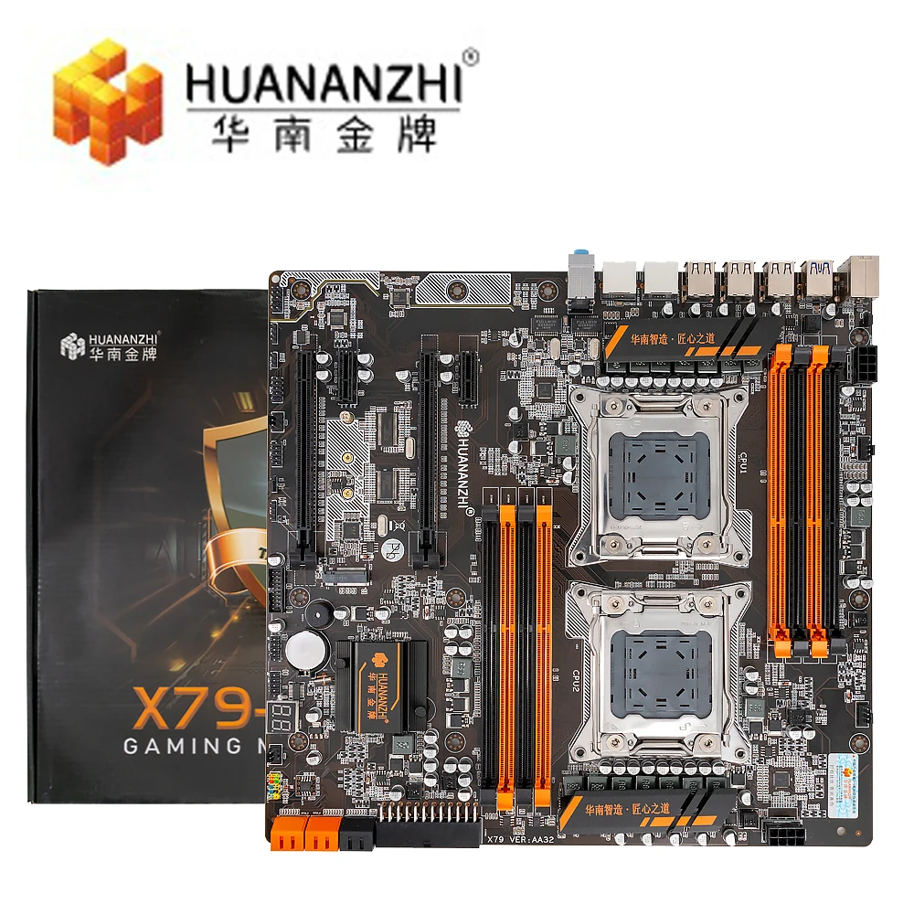 HUANANZHI X79-8D ЦП LGA2011 LGA 2011 материнская плата с двойным процессором DDR3 подходит для серверной памяти серверный ЦП E-ATX майнинга