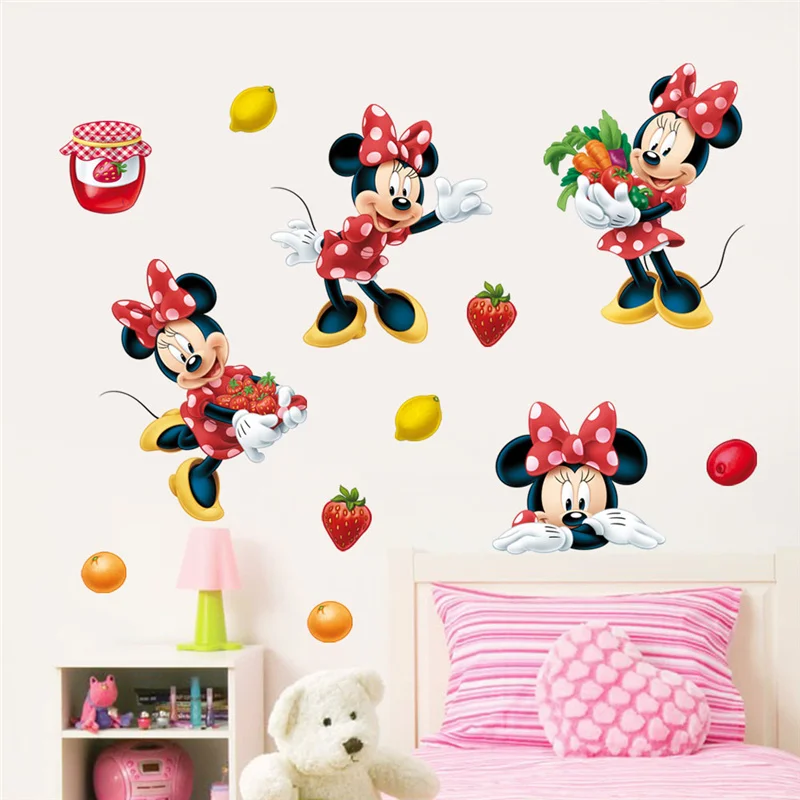 lovely Mickey Minnie Wall Stickers For Kids Room Children Bedroom Wall Decoration