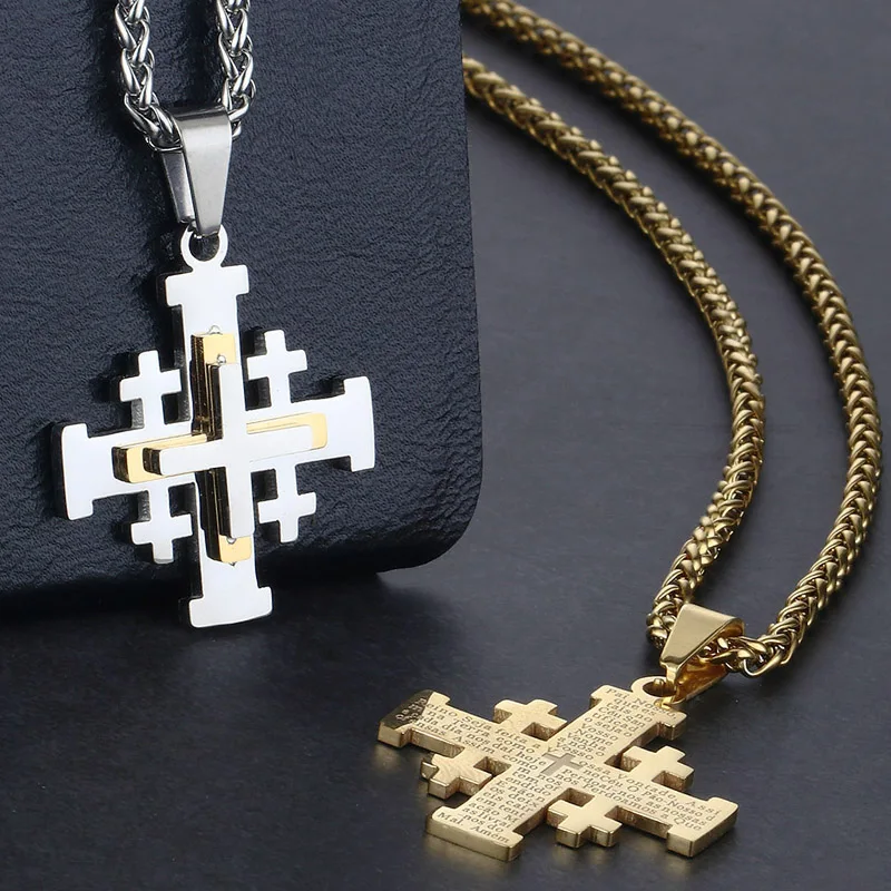 Bible Jerusalem Crusaders Cross Pendant Necklaces Medieval Religious
