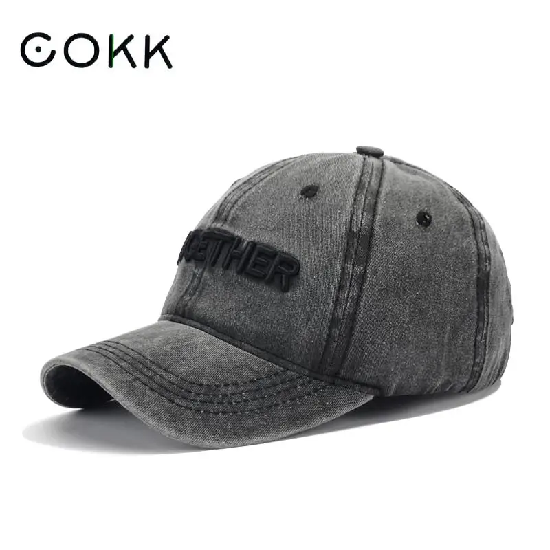

COKK Washed Embroidery Baseball Caps Men Women Snapback Hip Hop Cap Sun Hat Gorras Unisex Street Wear Bone Vintage Casquette
