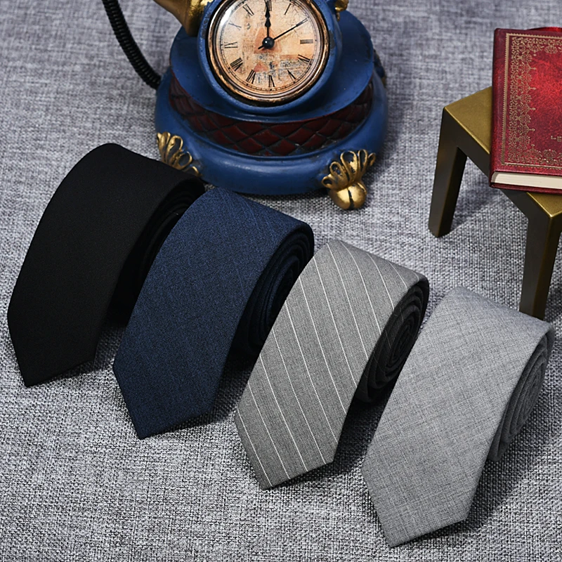 

Kaidvll Wool Tie Mens Necktie 5.5cm Black Color Jacquard Woven Classic Ties For Men's Shirt Accessiores