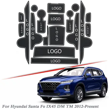 

Brand LOGO Car Styling For Hyundai Santa Fe IX45 DM TM 2012-2020 Gate slot pad Interior Door Groove Mat Non-slip dust Accessory