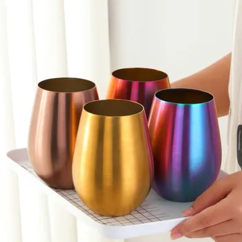 

500ml Stainless Steel Beer Wine Cup Rose Gold Beer Tumbler Cocktail Juice Milk Cup Metal Drinking Mug for Bar Outdoor Drinkware