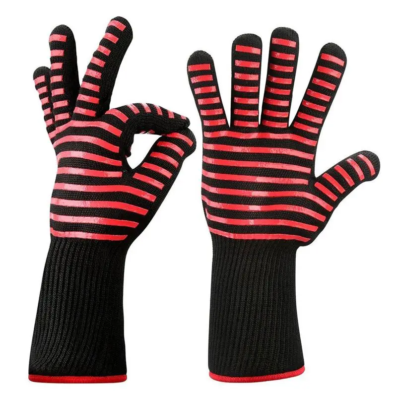 

New 1 Pair Heat Resistant Thick Silicone Cooking Baking Barbecue Oven Gloves BBQ Grill Mittens Dish Washing Gloves Kitchen Suppl