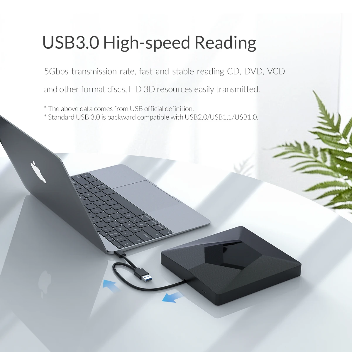 ORICO Внешний USB 3,0 высокая скорость толщина, DVD Оптический привод CD/DVD-RW комбинированный DVD RW ROM ридер без драйвера для ноутбуков, Mac OS