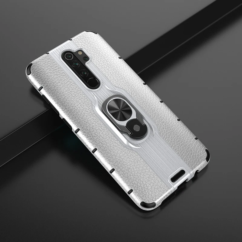 Серебристый Чехол для Xiaomi Redmi Note 8 Pro, чехол, металлическое кольцо, держатель, чехол, ударопрочный защитный бампер для Redmi Note 8, Note8 Pro, чехол с кольцом - Цвет: Серебристый