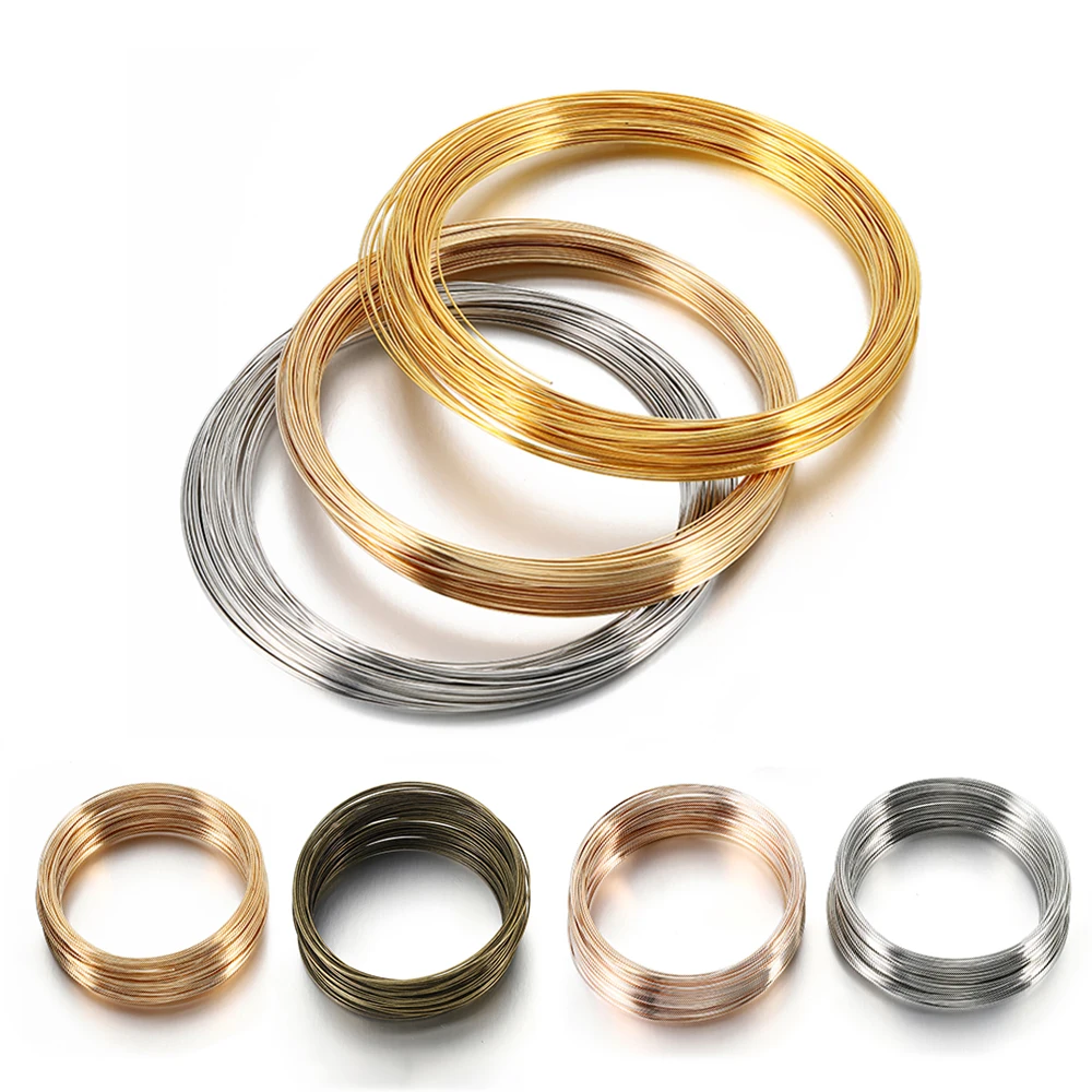 Gold Steel Memory Wire for Jewelry Making - 100 Loops Bracelet and Necklace Set