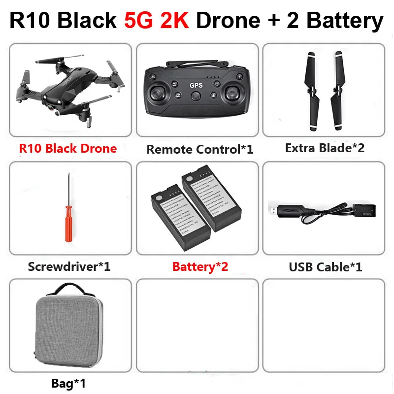 R10 складной Профессиональный Дрон с 2K 12MP камерой 5G gps WiFi FPV селфи широкоугольный Радиоуправляемый вертолет Квадрокоптер игрушки SG907 S167 - Цвет: R10 B 5G 2K 2B Bag