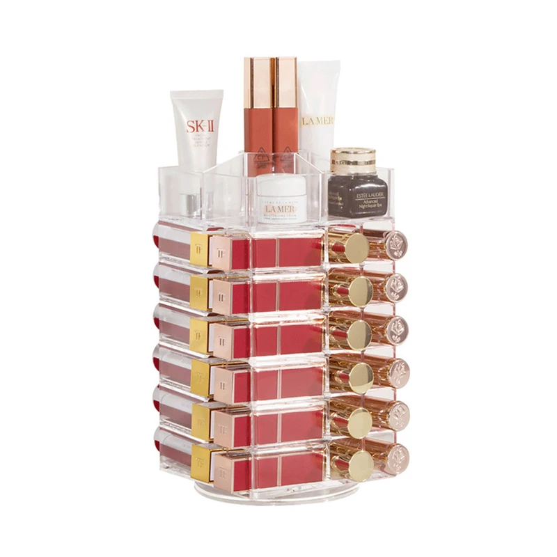 

New Acrylic Makeup Organizer Storage Box 360 Degree Rotating Lipstick Holder Jewelry Box Lip Gloss Organizer Display Boxes Shelf