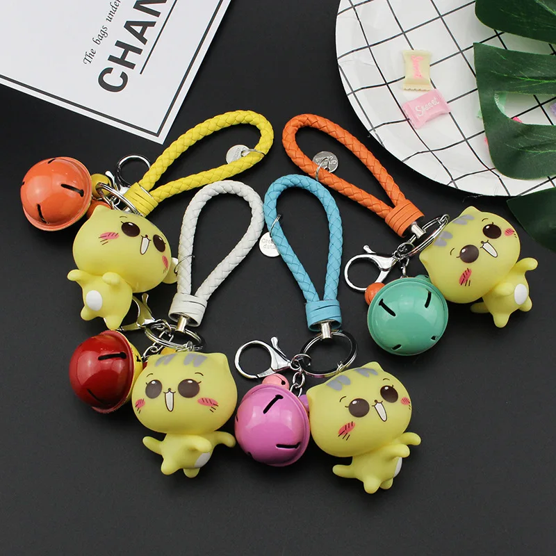 Южная милый мультфильм, Корея CC Cat автомобильный висячий Orna мужские и женские пары брелок для ключей Плетеный брелок для ключей