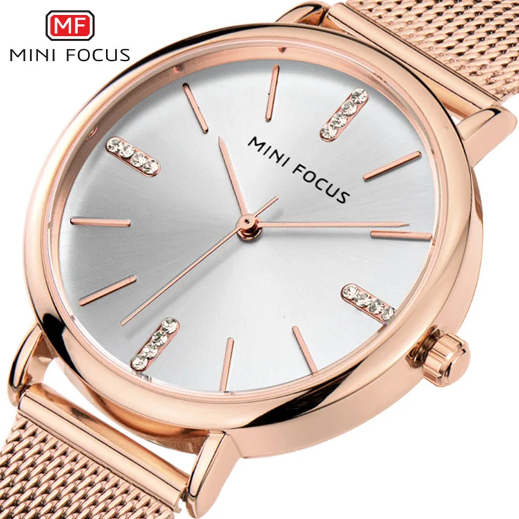 

Mini FOCUS Brand Genuine Product Fashion Diamond Set WOMEN'S Watch Japan Movement Waterproof Milan Strap 0036l