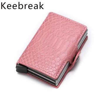 

Women Anti Rfid id Credit Card Holder Case Wallet Crocodile Business Bank Card Holder Bag Pink Creditcard Visit Cardholder Cart