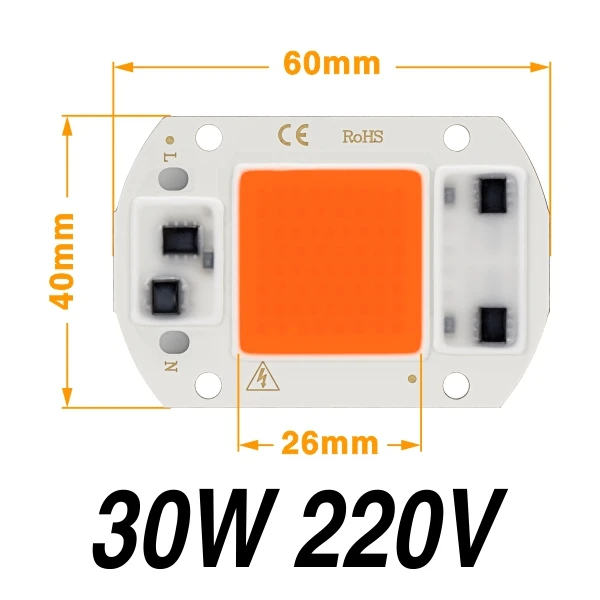 AC220V 5 шт./лот светодиодный шарик 50 Вт 30 Вт 20 Вт Холодный белый Теплый белый растительный светильник COB чип высокой яркости для дома прожектор светильник Точечный светильник DIY - Цвет: 30W Grow Light