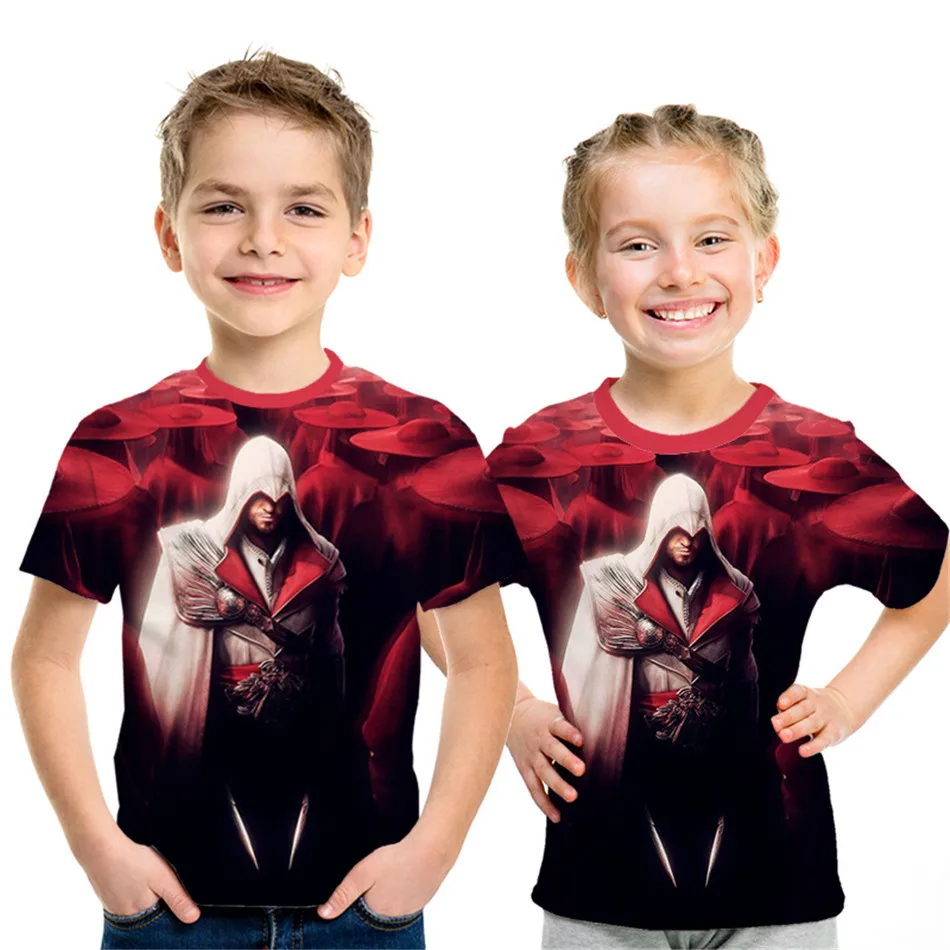 Летняя футболка с 3D принтом Assassins Creed для детей от 4 до 12 лет модная футболка с принтом аниме для мальчиков и девочек Детские футболки в стиле хип-хоп - Цвет: picture show NT-877