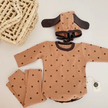 

2020 New Fashion Infant Baby Clothing Suit Baby Girls Boys Pajamas Set Long Sleeves Rompers+Cap+pants Newborn Cotton Jumpsuit