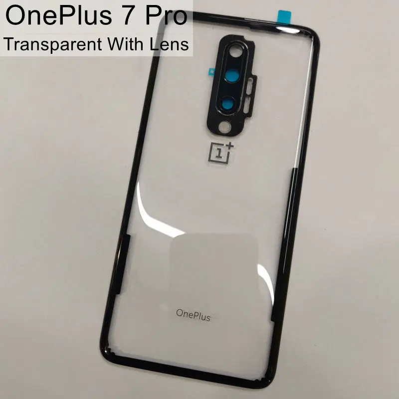 Задняя стеклянная панель OnePlus 7 крышка батареи Задняя Дверь Корпус чехол OnePlus 7 Pro задняя крышка OnePlus 7 дверь батареи с объективом камеры - Цвет: 7Pro Transparent