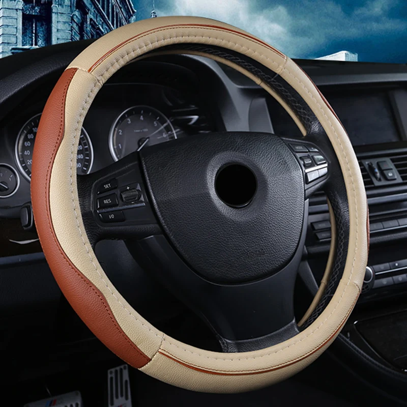 

high-quality leather steering wheel cover is suitable for Infiniti Acura DS Lincoln Tesla Jac JEEP 38cm Car styling