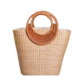 

Women Summer Bamboo Rattan Square Round Straw Handbag Handmade Woven Beach Bags Circle Bohemia Beach Bags Vacation basket
