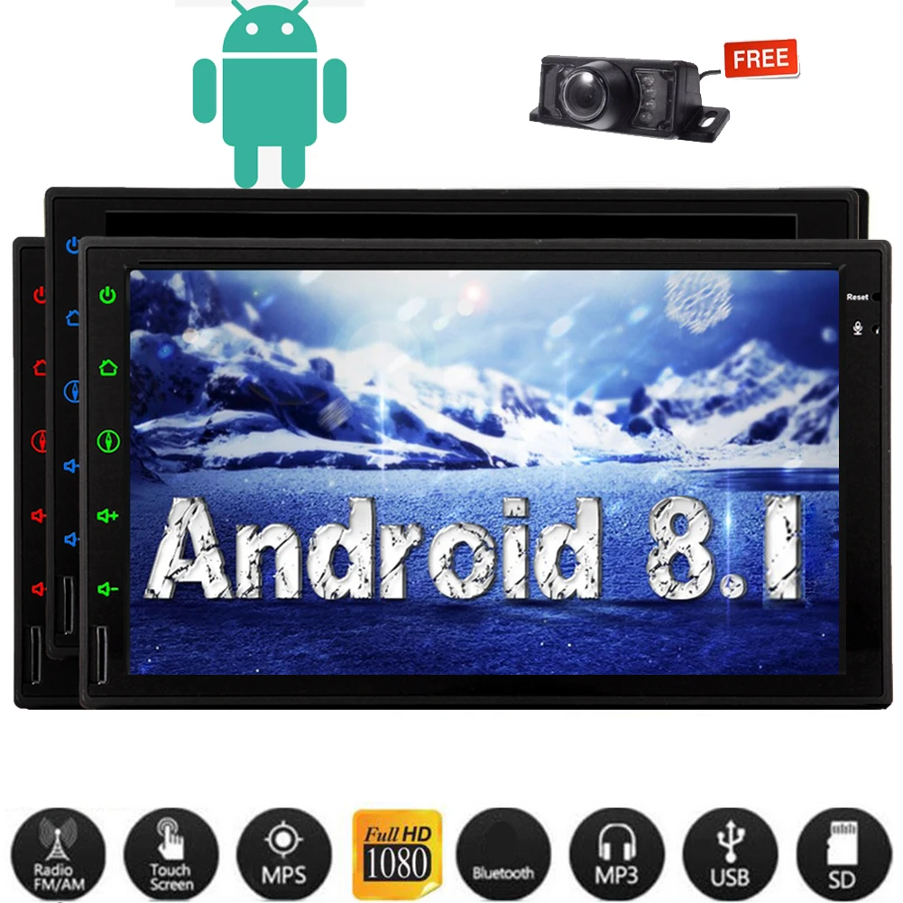 Камера заднего вида " Android 8,1 Oreo Car без dvd-плеера стерео двойной 2 Din gps четырехъядерный 2+ 16G сенсорный экран Поддержка Wifi 4G/3g