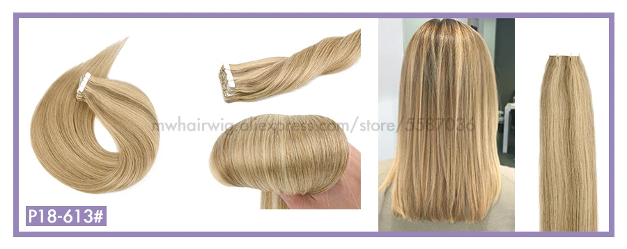 MW Mini Tape In Human Hair Extensions Natural Straight Hair Machine Remy Invisible Skin Weft Adhesive Glue On Hair 12