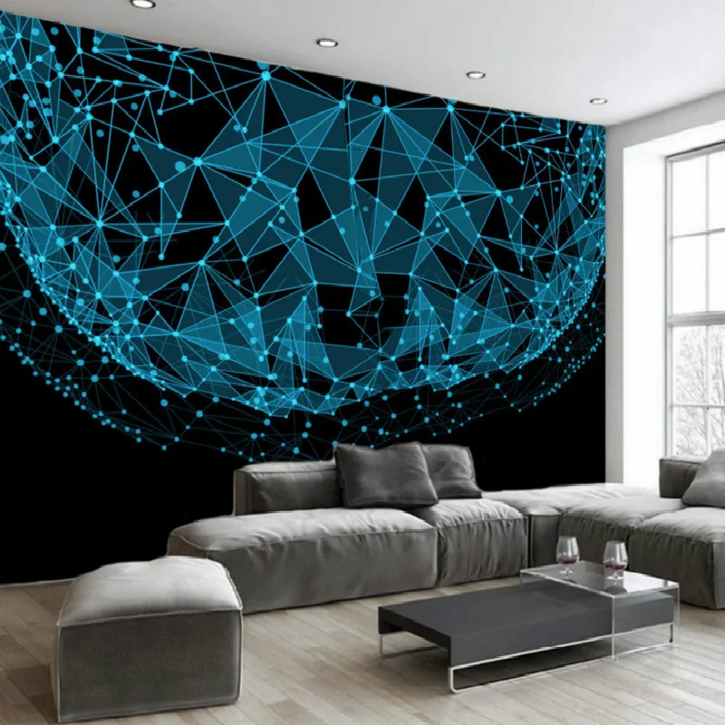 

Dropship Dropship Custom 3d Mural Modern Minimal Dimensional Abstract Blue Geometric Scifi Starry Background Wall Painting