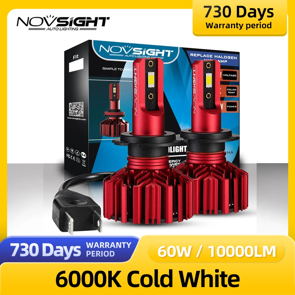 LED Car Headlights NOVSIGHT H7 H4 H11 H1 H3 60W 10000LM 6000K 12V Auto Headlamp Bulbs 9005 9006 HB3 HB4 Fog Lights