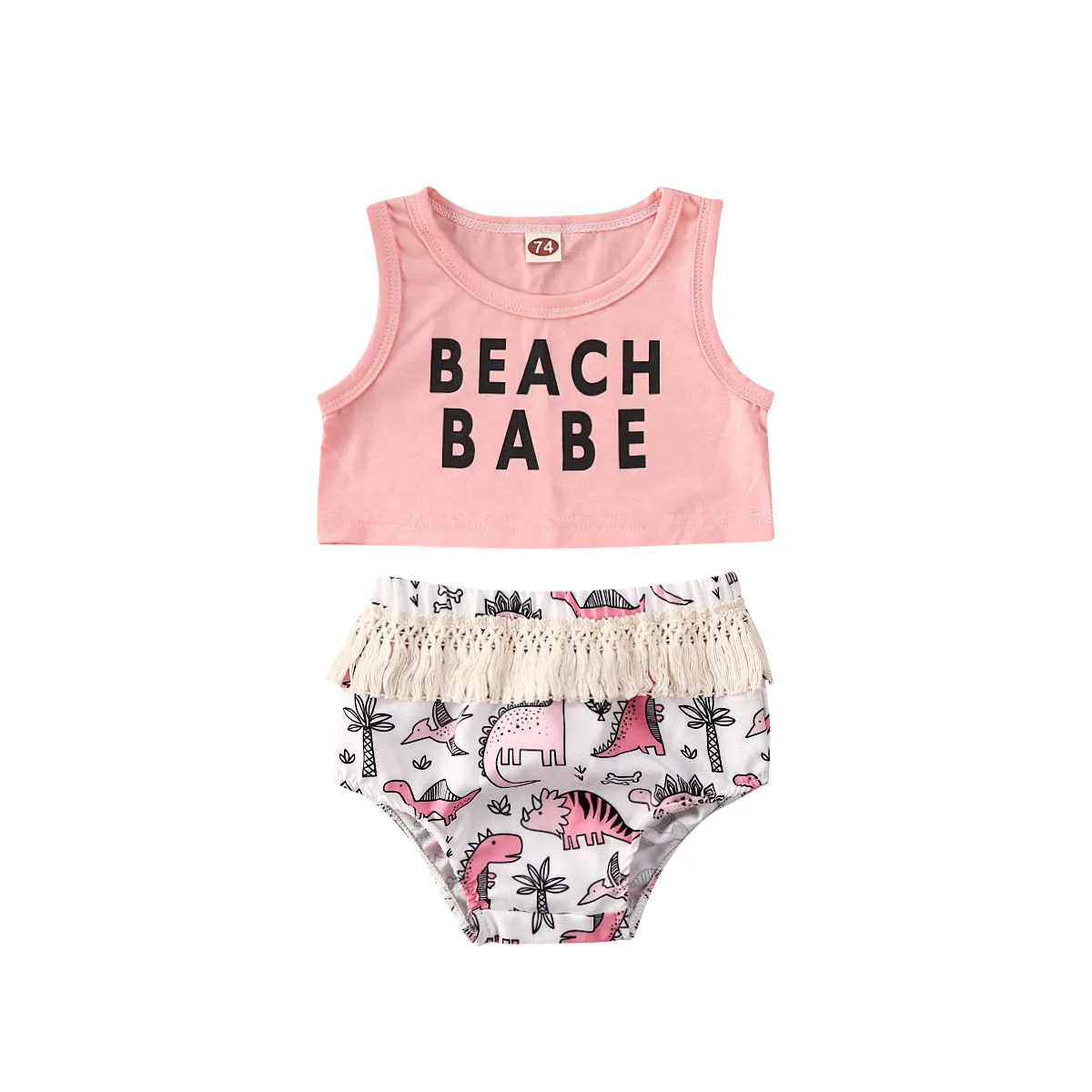 

2PCS Newborn Toddler Baby Clothes Sets Cute Kids Girls Sleeveless T-Shirts Tops Vest+Tassle Shorts Princess Cotton Outfits