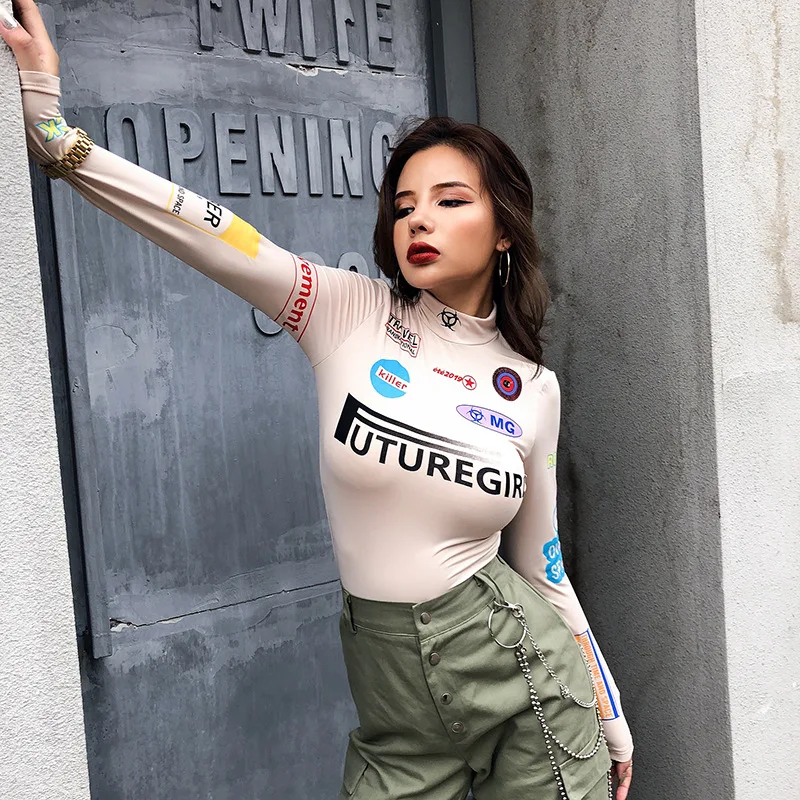 Стиль She с принтом в байкерском стиле, боди для женщин, сексуальное ...