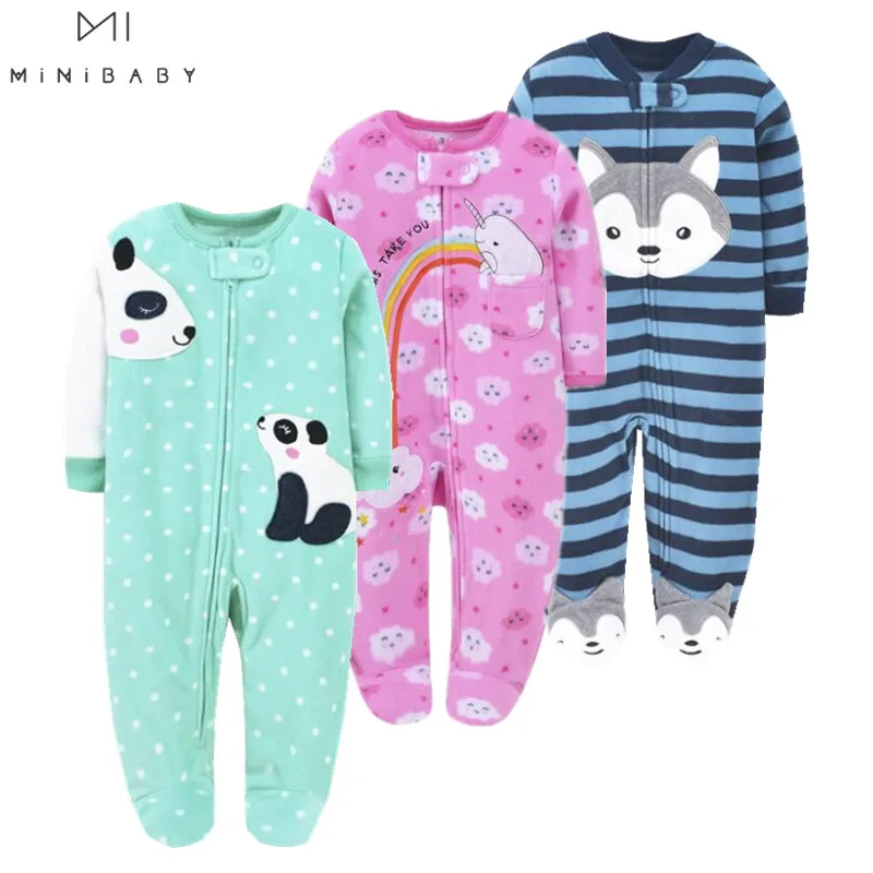 Mode unicornio bébé fille vêtements, polaire doux enfants rester à la maison barboteuse pyjamas nouveau-né infantile fille garçons vêtements bébé vêtements