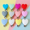 1pcs Silicone Heart-shaped Pacifier Clip Clasp No-Rusty Silicone Beads Baby Chew Dummy Chain DIY Adapter Easy to Attach 2