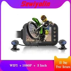 Grabador de vídeo DVR para coche, pantalla de 3 ", Turk, resistente al agua, 1080P, WiFi, cámara frontal y trasera para Moto