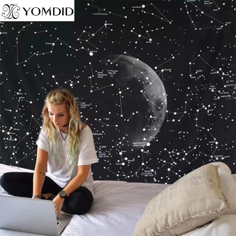 

The Moon Tapestry Wall Hanging Galaxy Night Sky Wall Tapestry Mandala Wall Cloth Tapestries Bedroom Decor Beach Table cloth