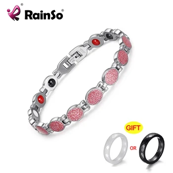 

RainSo New Stainless Steel Round Bracelet Magnetic Health Bio Energy Bracelets for Arthrit Femme Charm Jewelry for Women 2020
