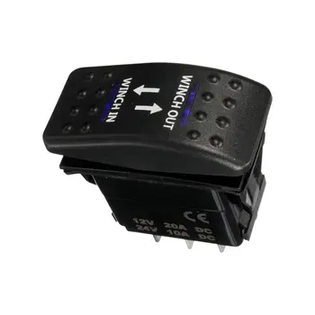 

New 12V 20A Winch In Winch Out ON-OFF-ON Rocker Switch 7 Pin LED blue