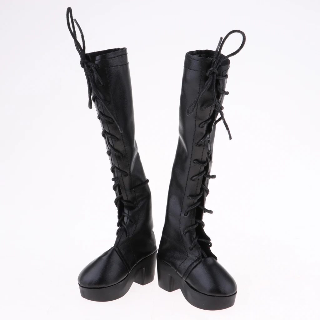 Fashion Doll Shoes Black Lace Up Boots For 1/3 BJD Dolls Clothes Accessories