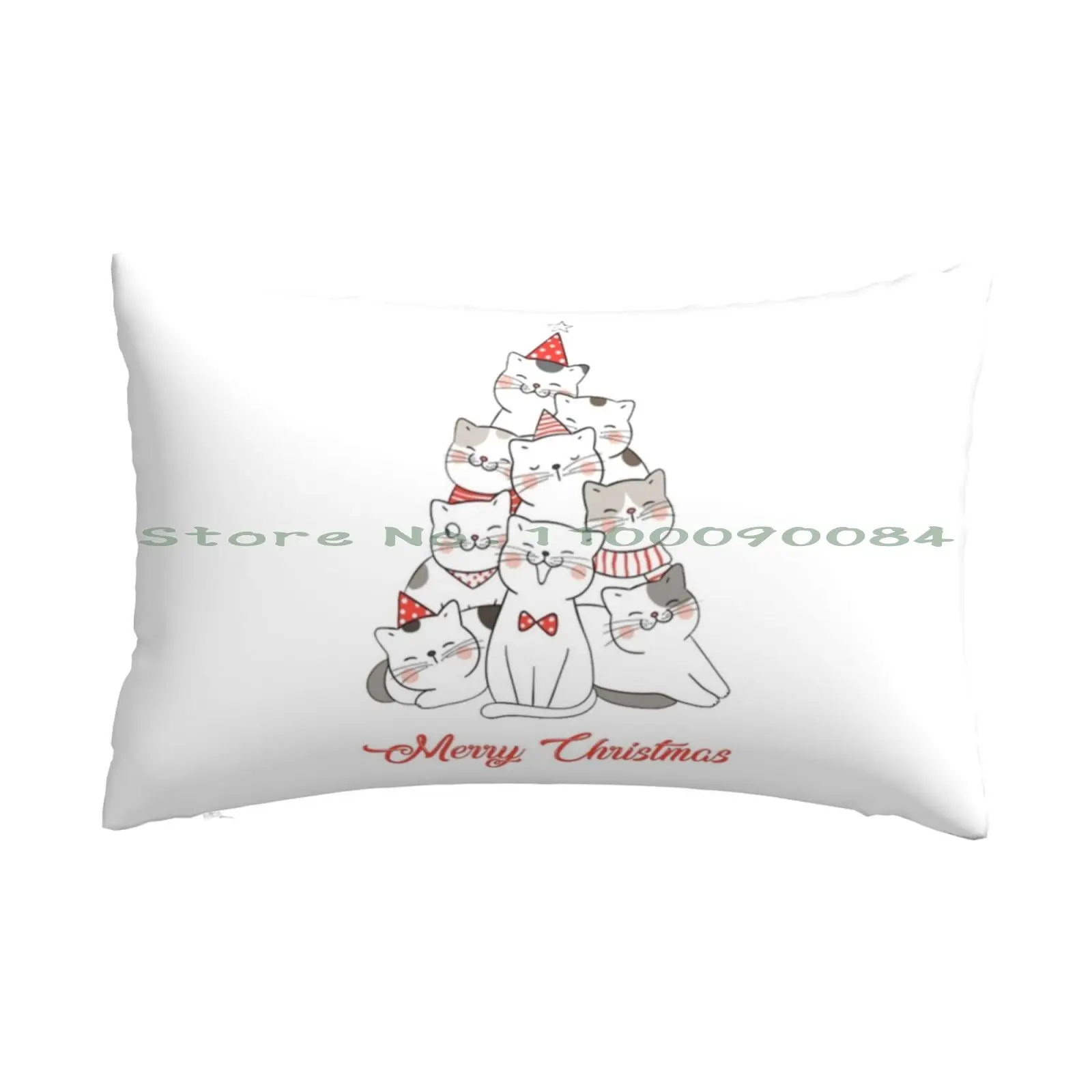Simpatico Gatto Albero Di Natale Meowy Federa 20X30 50*75 Divano Camera Da Letto Retrò Metà Secolo Moderno Stile Vintage Anni '50 Anni '50 Cadetto Blu
