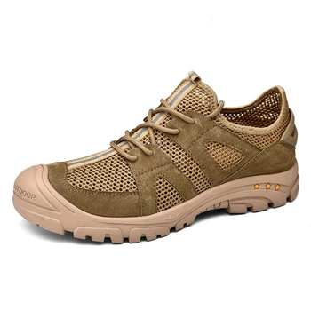 

Men's Hiking Shoes Breathable Outdoor Man Sport Mountaineer Climbing Sneakers Mesh Black Khaki Male Camping Walking Boots