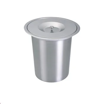 

8L Stainless Steel Countertop Bench top Mount Waste Trash Containers Bin Stainless Steel Lid Built-in