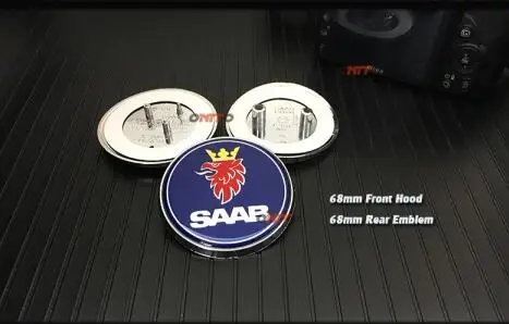 Эмблема Переднего Капота автомобиля, значок заднего багажника для Saab cap 68 мм, ярлык капота/багажника 10 шт. 68 мм для Saab 9-3 9-5 93 95 BJ SCS, автомобильный Стайлинг - Название цвета: blue
