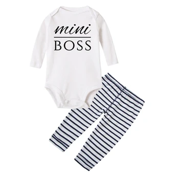 

Mini Boss New Newborn Toddler Infant Baby Boy Romper Pants 2pc Set Jumpsuit Clothes Outfits Sets Casual Babe Suit