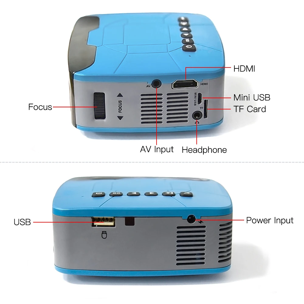 Мини проектор Everycom U20 портативный USB HDMI AV Видеопроектор для домашнего кинотеатра