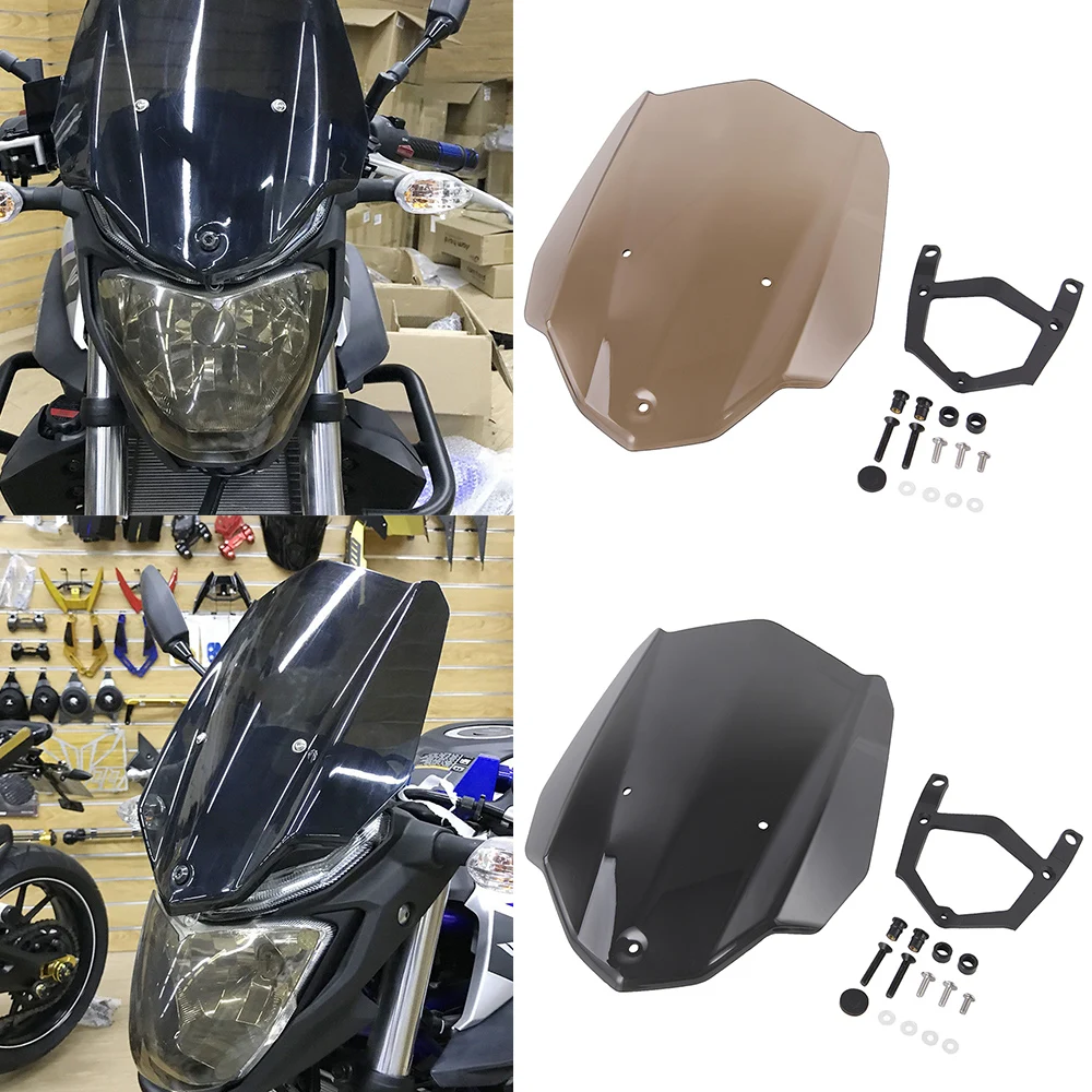 Pаспродажа Мото спорт туринг гоночный лобовое стекло щиток для ветрового стекла экран с монтажным кронштейном для 2016 2018 Yamaha MT 03 MT 03 MT03