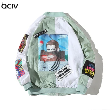

Jackets Mens New Hip Hop Brand Thin Tracksuit Coat Fashion Casual Streetwear Man Pattern Stitching Baseball Jacket