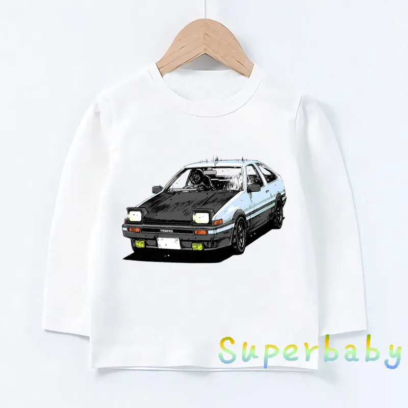 Детская футболка с принтом японского аниме AE86, начальная D Drift, Забавные топы с рисунками для маленьких мальчиков и девочек, Детская футболка с длинными рукавами, LKP2419 - Цвет: LKP2419-M