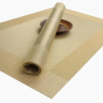 

6Pcs Placemats+6Pcs Coaster Woven Vinyl Non-Slip Insulation Placemat Washable Disc Pads Coasters Waterproof Pad