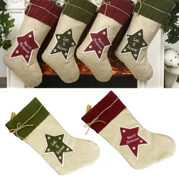 

Xmas Tree Hanging Ornaments Christmas Stocking Sock Gift Candy Bags Fireplace